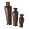 Dark Brown Metal Tall Vase Set with Geometric Designs